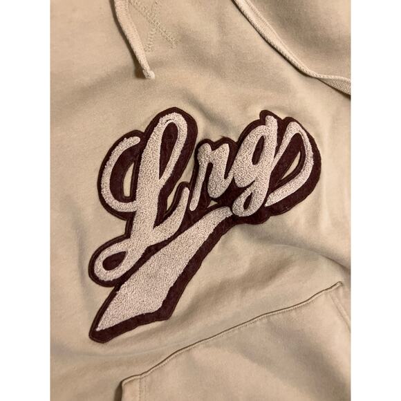 LRG Knit Tufted Varsity Hoodie Cream Men’s 2XL Embroidered Patches Streetwear - Picture 2 of 10